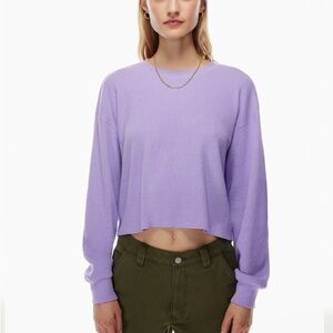 TNA Purple Waffle Cropped Long Sleeve Top